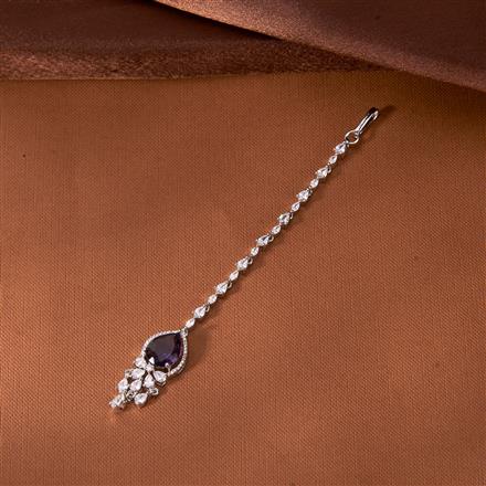 Cubic Zirconia Delicate Tikka With Rhodium Plating