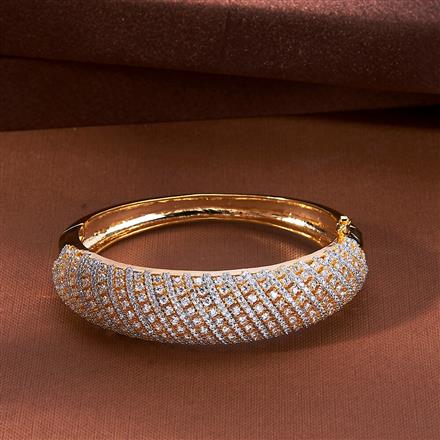 Cubic Zirconia Classic Kada With 2 Tone Rhodium Plating