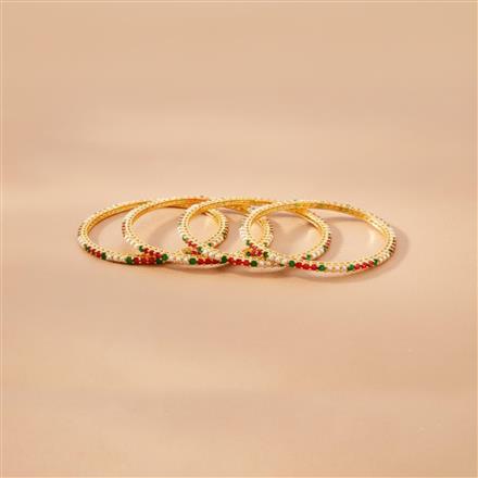 Cz Moti Bangles With Gold Plating