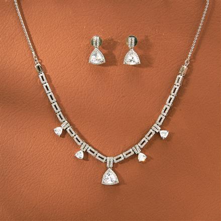 Cz Classic Necklace With Rhodium Plating
