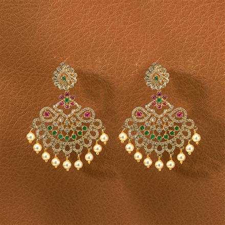 Cz South Indian Earring With Gold Plating