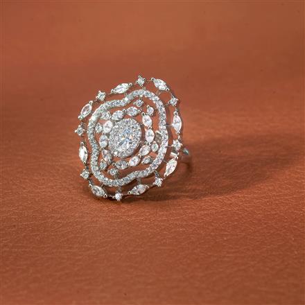 Cz Adjustable Ring With Black 2 Tone Rhodium Plating