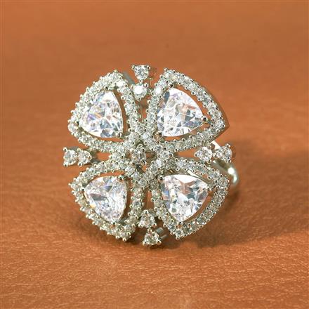 Cz Adjustable Ring With Black 2 Tone Rhodium Plating
