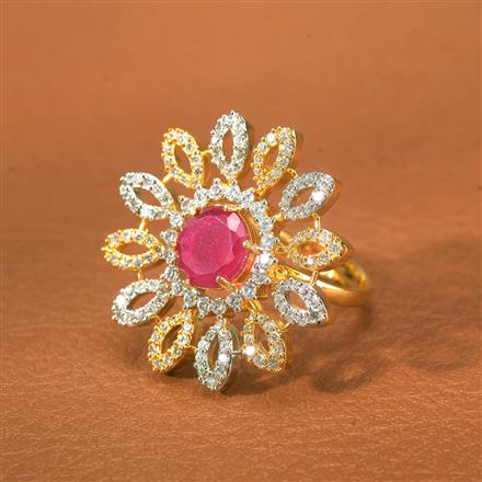 Cz Adjustable Ring With 2 Tone Plating