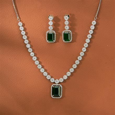 Cz Classic Necklace With Rhodium Plating