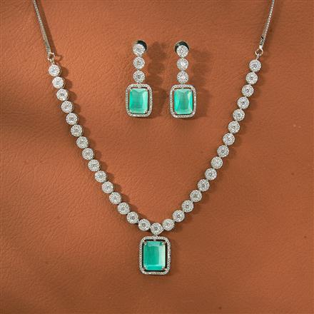 Cz Classic Necklace With Rhodium Plating