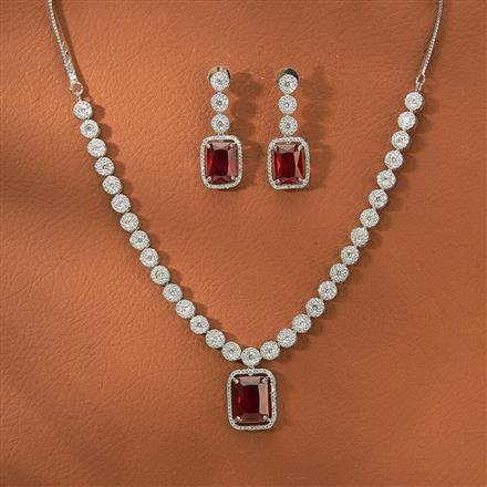 Cz Classic Necklace With Rhodium Plating