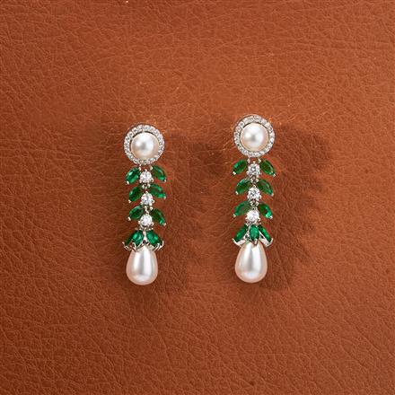 Cz Classic Earring With Rhodium Plating