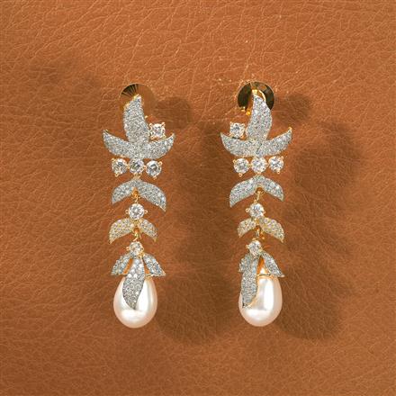 Cz Classic Earring With Black 2 Tone Rhodium Plating