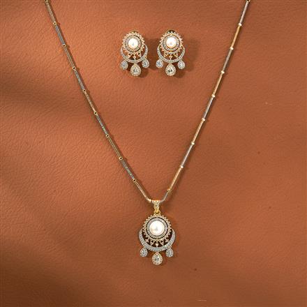 Cz Classic Pendant Set With 2 Tone Plating