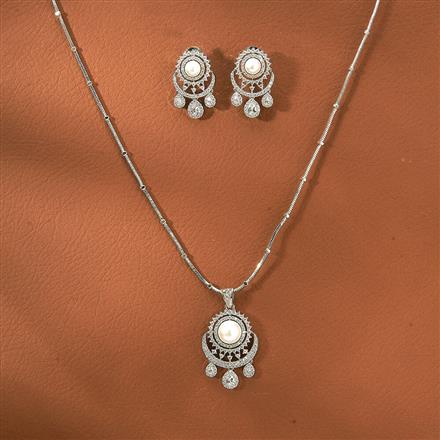Cz Classic Pendant Set With Rhodium Plating