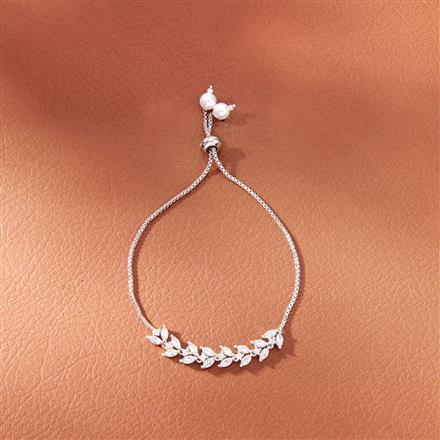Cz Adjustable Bracelet With 2 Tone Rhodium Plating