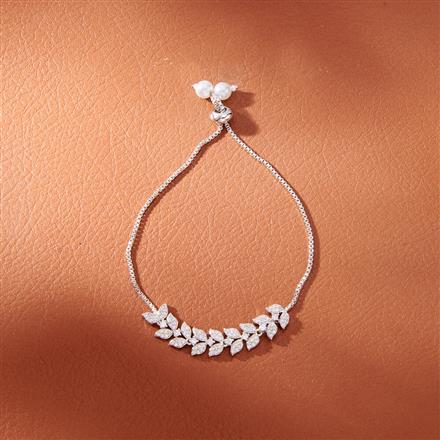 Cz Adjustable Bracelet With 2 Tone Rhodium Plating