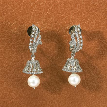 Cz Delicate Jhumki With 2 Tone Rhodium Plating