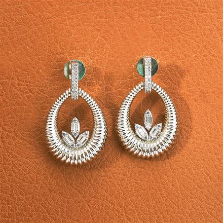 Cz Classic Earring With Black 2 Tone Rhodium Plating