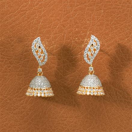 Cz Delicate Jhumki With 2 Tone Rhodium Plating