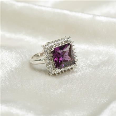 Cz Classic Ring With Rhodium Plating