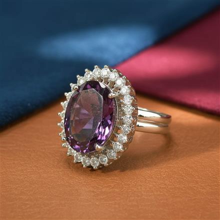Cz Classic Ring With Rhodium Plating