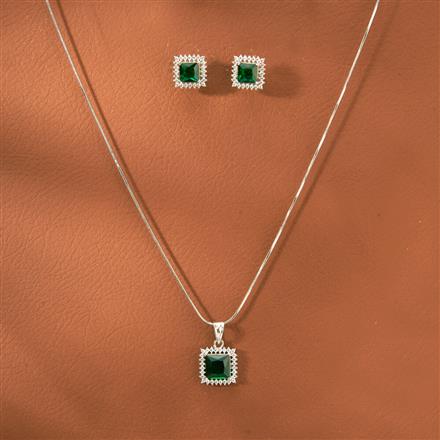 Cz Classic Pendant Set With Rhodium Plating