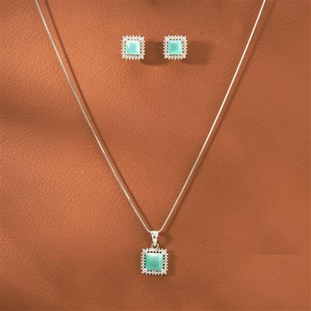 Cz Classic Pendant Set With Rhodium Plating