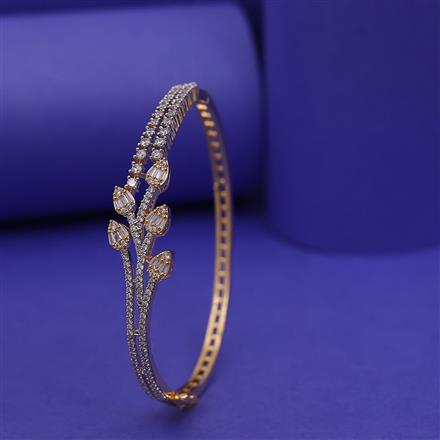Cz Classic Kada With Rose Gold 2 Tone Rhodium Plating
