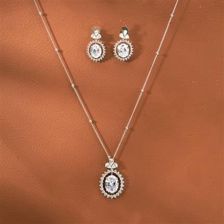 Cz Classic Pendant Set With Rhodium Plating