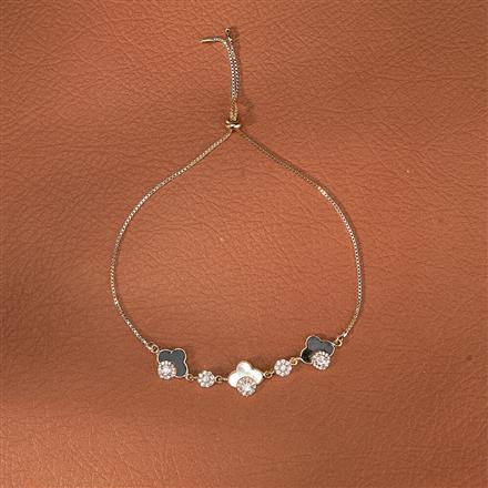 Cz Mother Of Pearl Bracelet With Gold Rhodium Plating