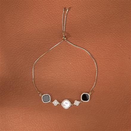 Cz Mother Of Pearl Bracelet With Gold Rhodium Plating