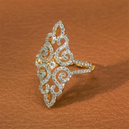 Cz Adjustable Ring With 2 Tone Rhodium Plating