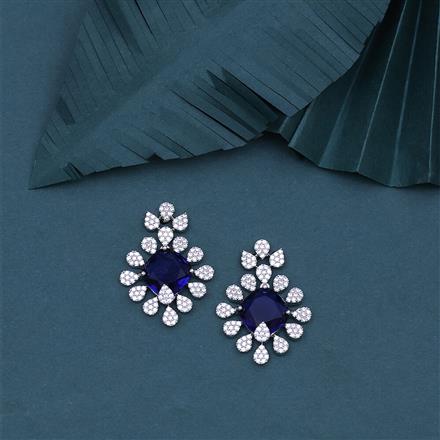 Cz Classic Earring With Rhodium Plating