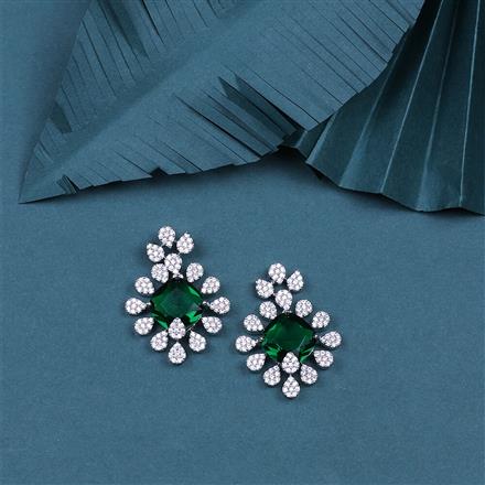 Cz Classic Earring With Rhodium Plating