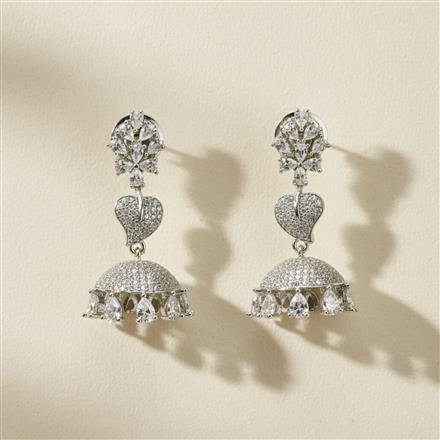 Cz Classic Jhumki With 2 Tone Rhodium Plating