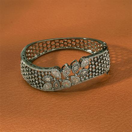 Cz Classic Kada With Black 2 Tone Rhodium Plating