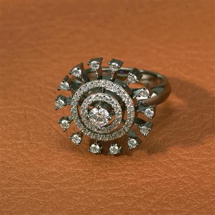 Cz Adjustable Ring With Black 2 Tone Rhodium Plating