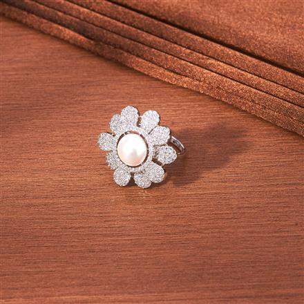 Cz Classic Finger Ring With Black 2 Tone Rhodium Plating