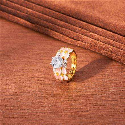 Cz Adjustable Finger Ring With 2 Tone Plating