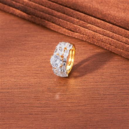Cz Adjustable Finger Ring With 2 Tone Plating