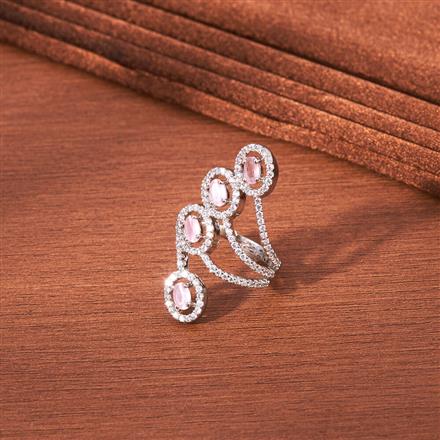 Cz Adjustable Finger Ring With Rhodium Plating