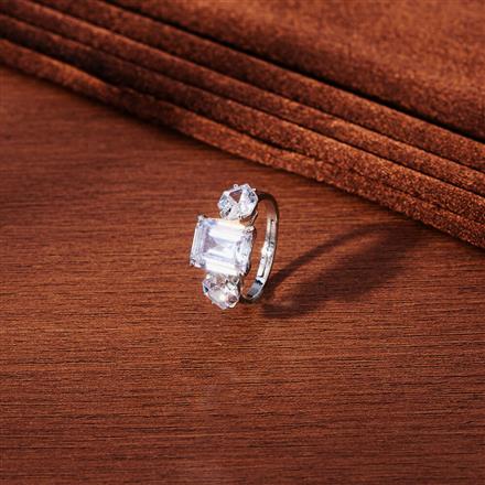 Cz Adjustable Finger Ring With Gold Rhodium Plating