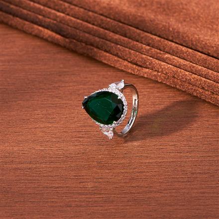 Cz Adjustable Finger Ring With Rhodium Plating