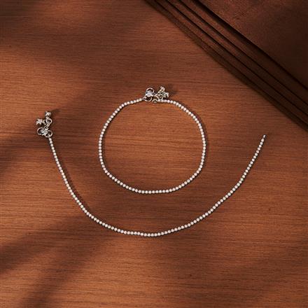 Cz Delicate Payal With Gold Rhodium Plating