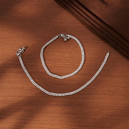 Cz Delicate Payal With Gold Rhodium Plating