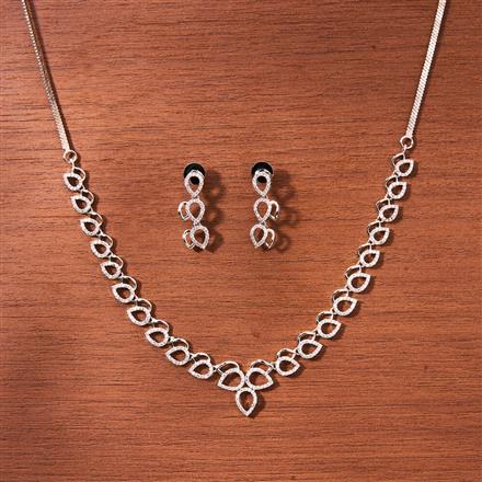 Cz Classic Necklace With 2 Tone Rhodium Plating