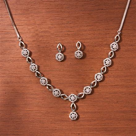 Cz Classic Necklace With 2 Tone Rhodium Plating