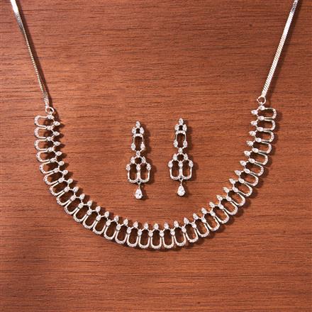 Cz Classic Necklace With 2 Tone Rhodium Plating