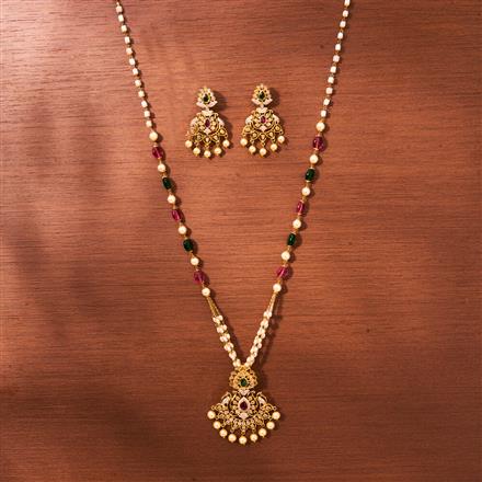 Cz South Indian Necklace With Gold Plating