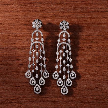 Cz Classic Earring With 2 Tone Rhodium Plating