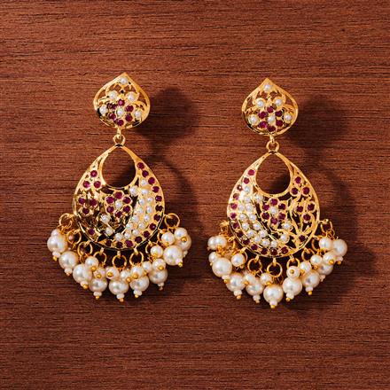 Cz Pearl Earring With Gold Plating