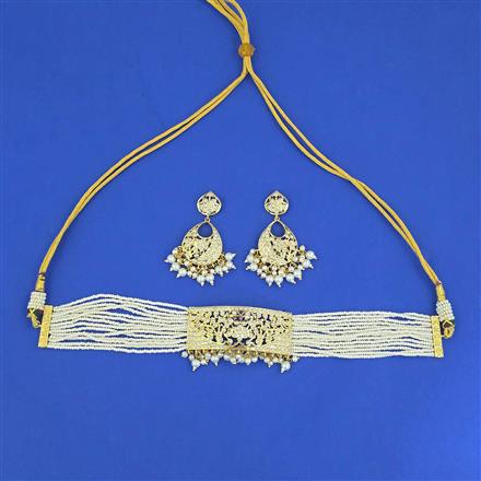 Cz Choker Necklace Set With Gold Plating