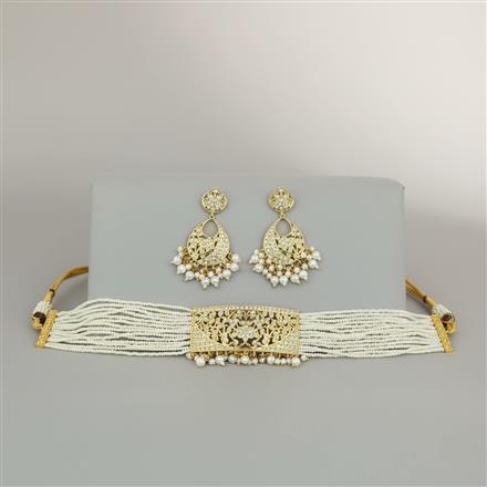 Cz Choker Necklace Set With Gold Plating